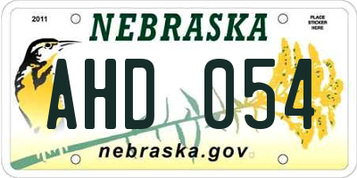 NE license plate AHD054