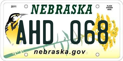NE license plate AHD068