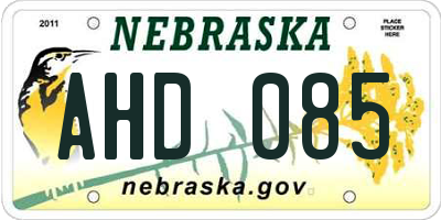 NE license plate AHD085