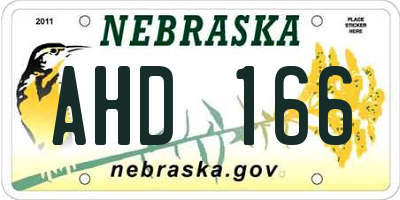 NE license plate AHD166