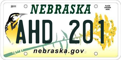 NE license plate AHD201