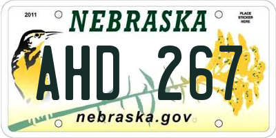 NE license plate AHD267