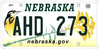 NE license plate AHD273