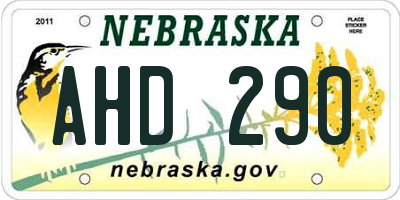 NE license plate AHD290