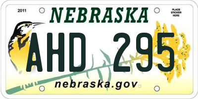NE license plate AHD295