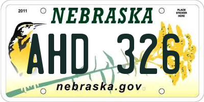 NE license plate AHD326
