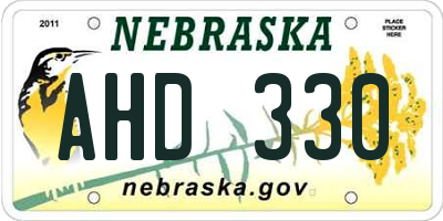 NE license plate AHD330