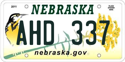 NE license plate AHD337