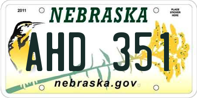 NE license plate AHD351