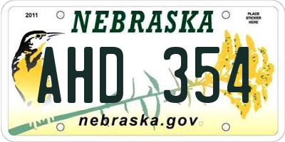 NE license plate AHD354