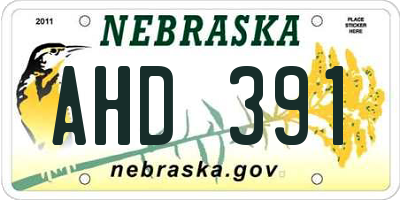 NE license plate AHD391