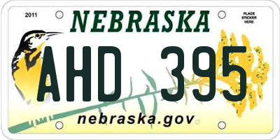 NE license plate AHD395