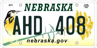 NE license plate AHD408