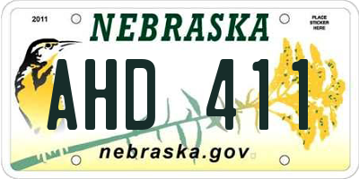 NE license plate AHD411