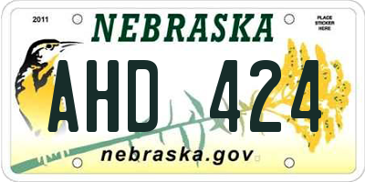 NE license plate AHD424