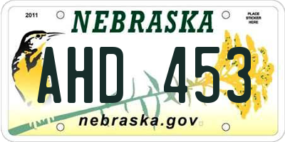 NE license plate AHD453