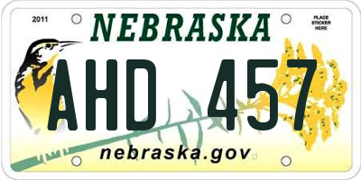 NE license plate AHD457