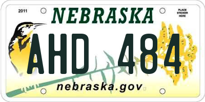 NE license plate AHD484