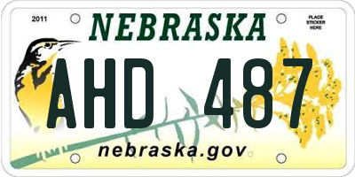NE license plate AHD487