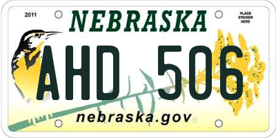 NE license plate AHD506