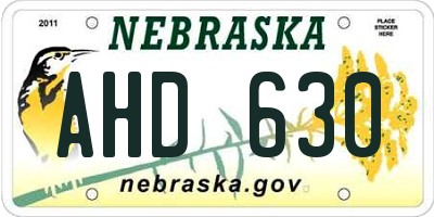 NE license plate AHD630