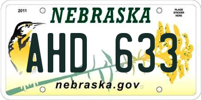 NE license plate AHD633