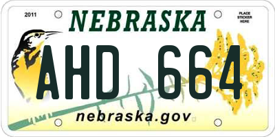 NE license plate AHD664