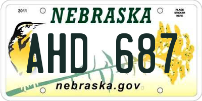 NE license plate AHD687