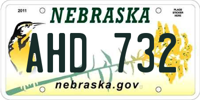 NE license plate AHD732