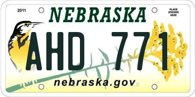 NE license plate AHD771