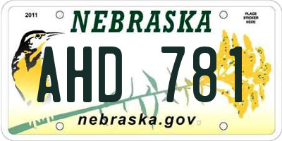 NE license plate AHD781