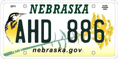 NE license plate AHD886