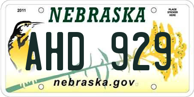 NE license plate AHD929