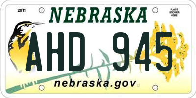 NE license plate AHD945