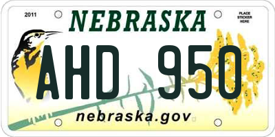 NE license plate AHD950