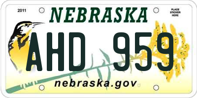 NE license plate AHD959