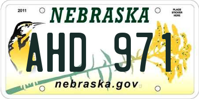 NE license plate AHD971