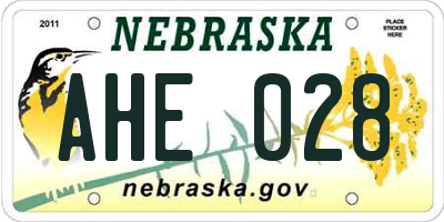 NE license plate AHE028