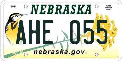 NE license plate AHE055