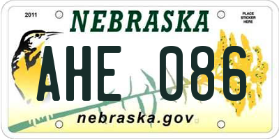 NE license plate AHE086