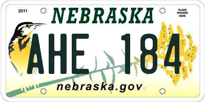 NE license plate AHE184