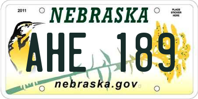 NE license plate AHE189