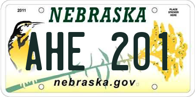 NE license plate AHE201