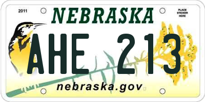 NE license plate AHE213