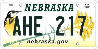NE license plate AHE217