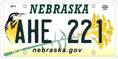 NE license plate AHE221