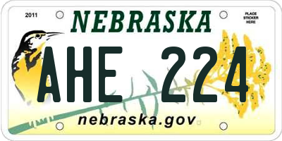 NE license plate AHE224