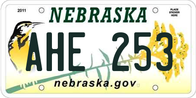 NE license plate AHE253