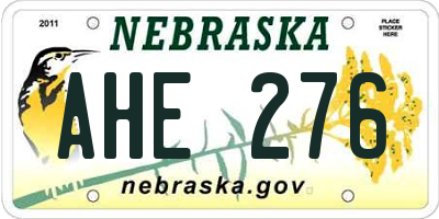 NE license plate AHE276