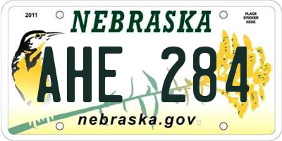 NE license plate AHE284